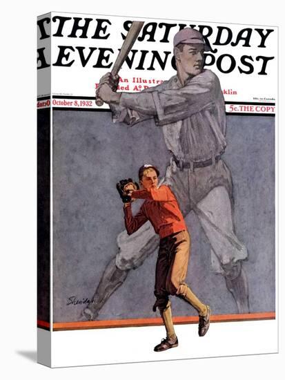 "Shadow Batter," Saturday Evening Post Cover, October 8, 1932-John E. Sheridan-Stretched Canvas