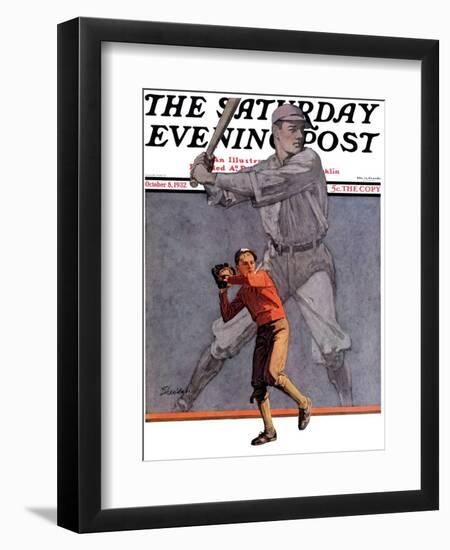 "Shadow Batter," Saturday Evening Post Cover, October 8, 1932-John E. Sheridan-Framed Giclee Print