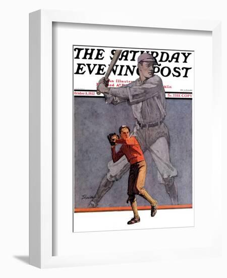 "Shadow Batter," Saturday Evening Post Cover, October 8, 1932-John E. Sheridan-Framed Giclee Print