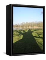 Shadow Cast by Large English Oak Tree (Quercus Robur) on Ornamental Lake, Corsham, England-Nick Upton-Framed Stretched Canvas