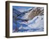Shadow of a Fir Tree, And Skiers Tignes, 2014-Andrew Macara-Framed Giclee Print
