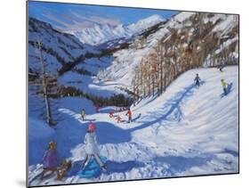 Shadow of a Fir Tree, And Skiers Tignes, 2014-Andrew Macara-Mounted Giclee Print