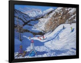 Shadow of a Fir Tree, And Skiers Tignes, 2014-Andrew Macara-Framed Giclee Print