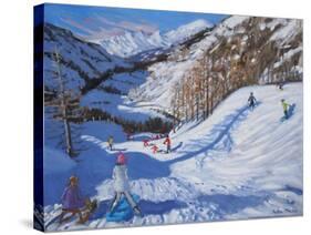 Shadow of a Fir Tree, And Skiers Tignes, 2014-Andrew Macara-Stretched Canvas