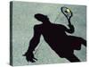 Shadow of a Male Tennis Player Playing Tennis-null-Stretched Canvas