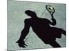 Shadow of a Male Tennis Player Playing Tennis-null-Mounted Photographic Print