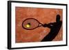 Shadow Of A Tennis Player In Action On A Tennis Court (Conceptual Image With A Tennis Ball-l i g h t p o e t-Framed Art Print