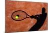 Shadow Of A Tennis Player In Action On A Tennis Court (Conceptual Image With A Tennis Ball-l i g h t p o e t-Mounted Art Print