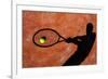 Shadow Of A Tennis Player In Action On A Tennis Court (Conceptual Image With A Tennis Ball-l i g h t p o e t-Framed Art Print