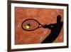 Shadow Of A Tennis Player In Action On A Tennis Court (Conceptual Image With A Tennis Ball-l i g h t p o e t-Framed Art Print