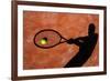 Shadow Of A Tennis Player In Action On A Tennis Court (Conceptual Image With A Tennis Ball-l i g h t p o e t-Framed Art Print