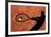 Shadow Of A Tennis Player In Action On A Tennis Court (Conceptual Image With A Tennis Ball-l i g h t p o e t-Framed Art Print