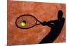 Shadow Of A Tennis Player In Action On A Tennis Court (Conceptual Image With A Tennis Ball-l i g h t p o e t-Mounted Art Print