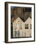 Shadow of Couple Walking Past Beach Huts, Granite Boulders, Cote De Granit Rose, Brittany-David Hughes-Framed Photographic Print