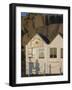 Shadow of Couple Walking Past Beach Huts, Granite Boulders, Cote De Granit Rose, Brittany-David Hughes-Framed Photographic Print