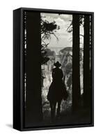 Shadow of Cowboy Sitting in Tree Line-null-Framed Stretched Canvas