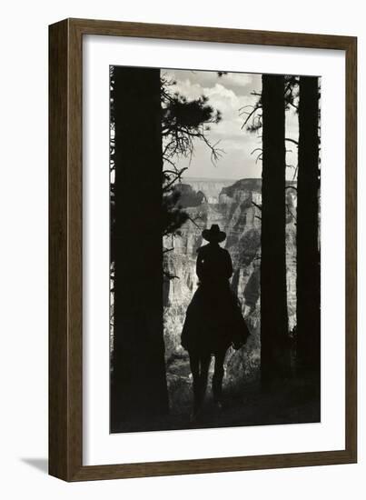 Shadow of Cowboy Sitting in Tree Line-null-Framed Photographic Print