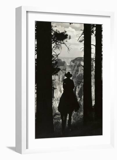 Shadow of Cowboy Sitting in Tree Line-null-Framed Photographic Print