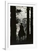 Shadow of Cowboy Sitting in Tree Line-null-Framed Photographic Print
