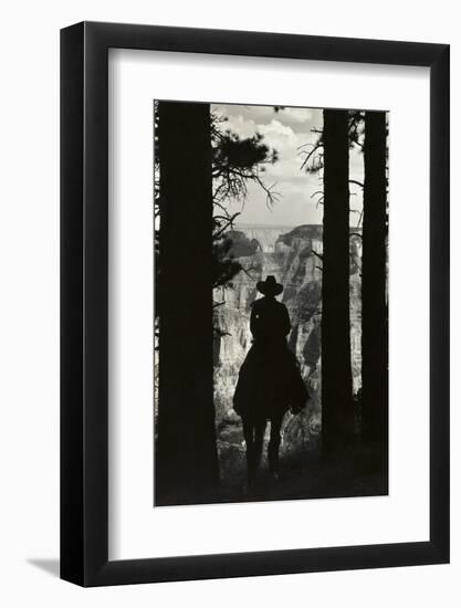 Shadow of Cowboy Sitting in Tree Line-null-Framed Photographic Print