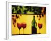 Shadow of Red Wine Bottle and Red Wine Glasses on Wall-Peter Howard Smith-Framed Photographic Print