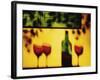 Shadow of Red Wine Bottle and Red Wine Glasses on Wall-Peter Howard Smith-Framed Photographic Print