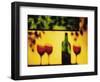 Shadow of Red Wine Bottle and Red Wine Glasses on Wall-Peter Howard Smith-Framed Photographic Print