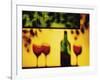 Shadow of Red Wine Bottle and Red Wine Glasses on Wall-Peter Howard Smith-Framed Photographic Print