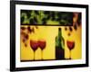 Shadow of Red Wine Bottle and Red Wine Glasses on Wall-Peter Howard Smith-Framed Photographic Print