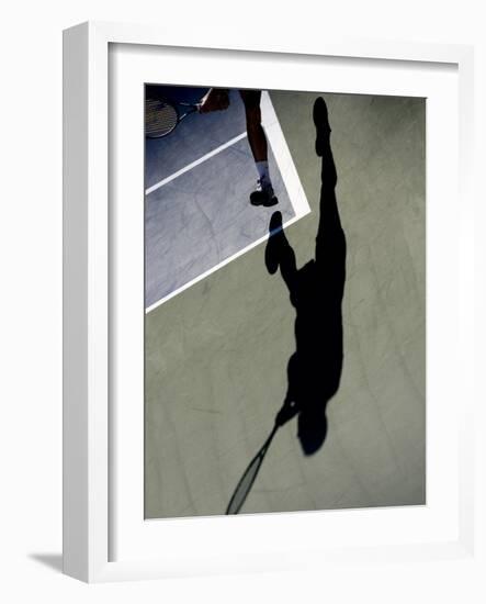 Shadow of Tennis Player in Action-null-Framed Photographic Print