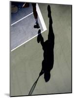 Shadow of Tennis Player in Action-null-Mounted Photographic Print