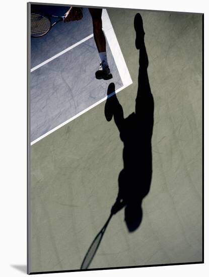 Shadow of Tennis Player in Action-null-Mounted Photographic Print