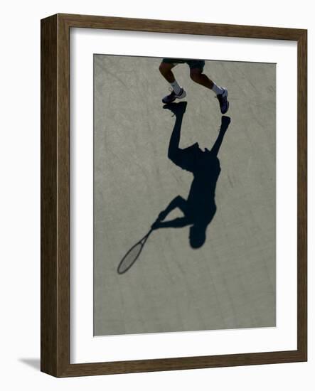 Shadow of Tennis Player in Action-null-Framed Photographic Print