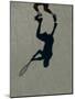 Shadow of Tennis Player in Action-null-Mounted Photographic Print