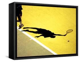 Shadow of Tennis Player Serving-null-Framed Stretched Canvas