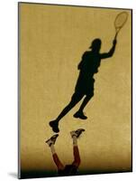 Shadow of Tennis Player Serving-null-Mounted Photographic Print