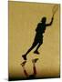 Shadow of Tennis Player Serving-null-Mounted Photographic Print