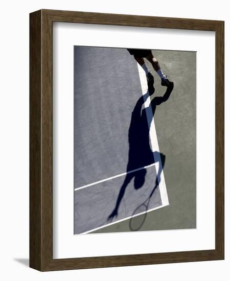 Shadow of Tennis Player Serving-null-Framed Photographic Print