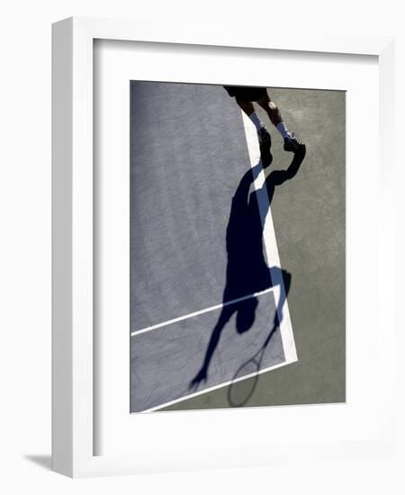 Shadow of Tennis Player Serving-null-Framed Photographic Print