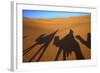 Shadows of Camels and Riders in the Desert, Merzouga, Morocco, North Africa-Neil Farrin-Framed Photographic Print