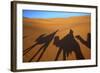 Shadows of Camels and Riders in the Desert, Merzouga, Morocco, North Africa-Neil Farrin-Framed Photographic Print