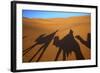 Shadows of Camels and Riders in the Desert, Merzouga, Morocco, North Africa-Neil Farrin-Framed Photographic Print