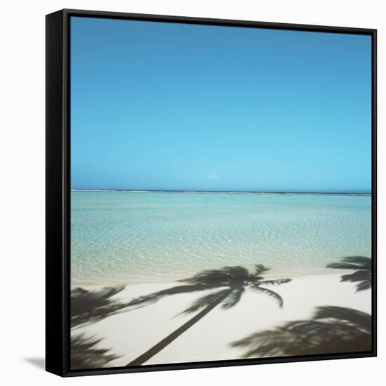 Shadows of Palm Trees on Beach-null-Framed Stretched Canvas