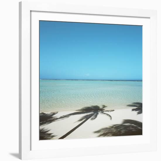 Shadows of Palm Trees on Beach-null-Framed Photographic Print