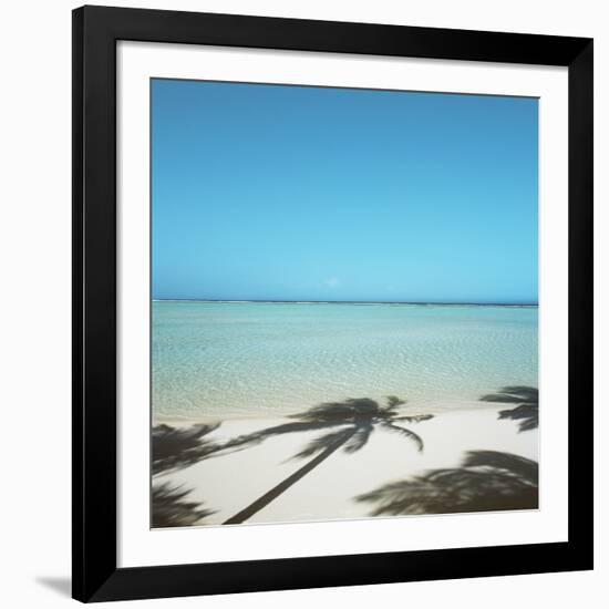 Shadows of Palm Trees on Beach-null-Framed Photographic Print