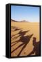 Shadows of people riding camels in a caravan at Zagora Desert, Draa-Tafilalet Region, Morocco-Karol Kozlowski-Framed Stretched Canvas