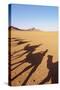 Shadows of people riding camels in a caravan at Zagora Desert, Draa-Tafilalet Region, Morocco-Karol Kozlowski-Stretched Canvas