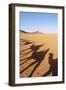 Shadows of people riding camels in a caravan at Zagora Desert, Draa-Tafilalet Region, Morocco-Karol Kozlowski-Framed Photographic Print