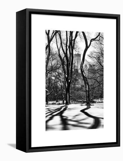 Shadows of Trees Play in Central Park Snow-Philippe Hugonnard-Framed Stretched Canvas