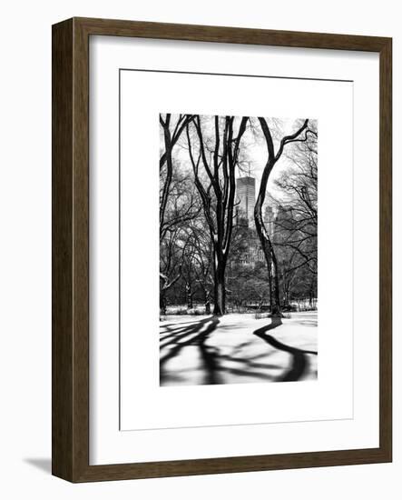 Shadows of Trees Play in Central Park Snow-Philippe Hugonnard-Framed Art Print